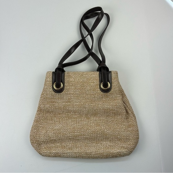 Amanda smith Woven Straw Shoulder Bag Beige with Brown Leather Straps - Picture 2 of 12